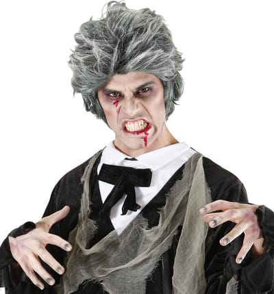 Zombie Dracula pruik grijze haren