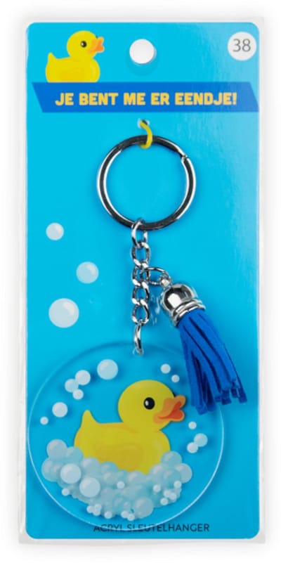 Sleutelhanger met kwastje | Acryl sleutelhanger -Eend