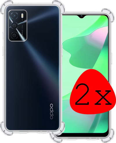 Hoesje 2 Stuks - Geschikt voor OPPO A16s - Sterk & Shockproof - Siliconen Case - Back Cover - Telefoon Hoes Shock Proof - Transparant