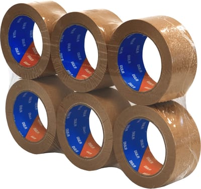 DULA verpakkingstape - Papier - 50mm x 50 m - 6 rollen - Papiertape - Bruin - Papieren plakband