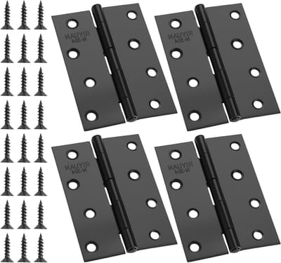 Zwarte RVS Scharnieren 100 x 70 x 1 mm - Grote Stevige Scharnieren met 48 Schroeven voor Binnen- en Buitendeuren, Ideaal voor Raam- en Deuroplossingen