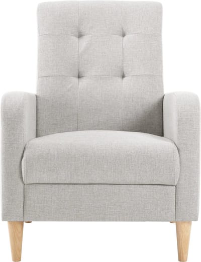 BukkitBow - Vleugelstoel / Fauteuil - met Armleuningen - Massief Houten Poten - Luxe Loungestoel - Linnen/Fluwelen Bekleding - Licht Grijs (Linnen)