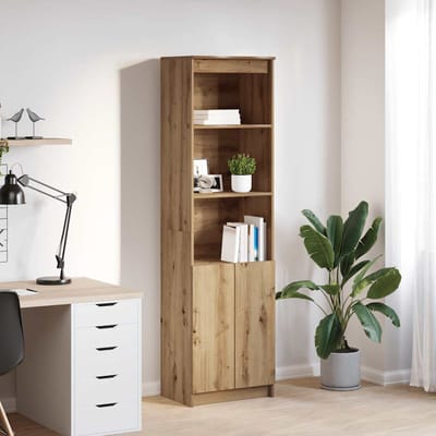 vidaXL - Hoge - kast - 50x35x180 - cm - bewerkt - hout - artisanaal - eikenkleur