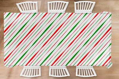 Kerst Tafelkleed - Kerstmis Decoratie - Tafellaken - Patronen - Kerst - Strepen - 300x150 cm - Kerstmis Versiering - Tafeldecoratie Kerstmis - Kerstdecoratie tafel - Tafelversiering
