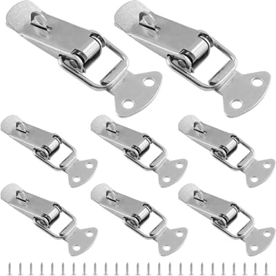 Veerbelaste Grendels - Sluitingen Klemmen - Kasten Beveiligen - Roestvrij Staal - 8 Stuks - Zilverkleurig