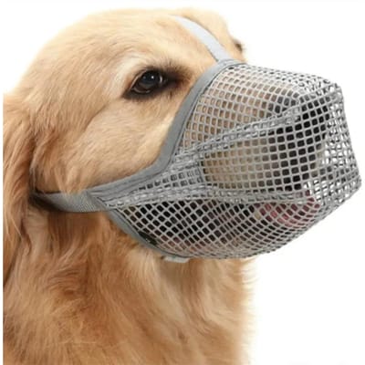 Hondenmuilkorf Mesh Zacht Lucht Mond Bedekking Muilkorf Voor Kleine Middelgrote Grote Honden Toestaat Drinken Geen Bijten Kauwen Voor Honden (grey,S) grijs