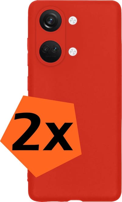 Hoes - 2 Stuks - Geschikt voor OnePlus Nord 3 - Sterk & Shockproof - Case Siliconen - Back Cover - Telefoon Hoes - Rood