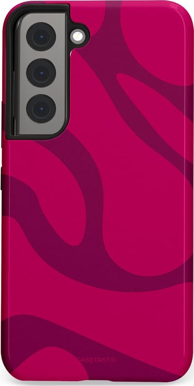 Casetastic hoesje geschikt voor Samsung Galaxy S22 - Dubbellaagse bescherming - Violet Paarse Golven - Fashion Case - Roze