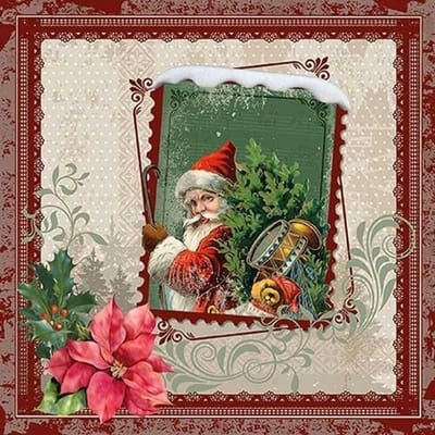 Lunch Servetten Santa Stamp - Ambiente - 33x33 cm
