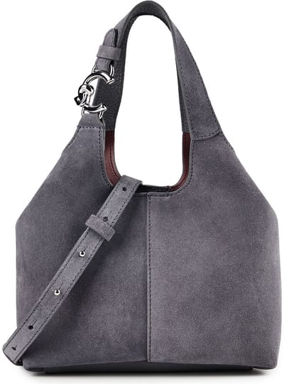 COCCINELLE Leren handtas schoudertas C-Easy Handbag Suede Stove / Stove blauwgrijs