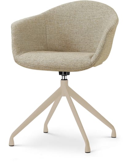 Nolon Nola-Otis Draaibare Eetkamerstoel Taupe Melange - Beige Onderstel - Armleuning - Comfortabel - Japandi - Stoffen