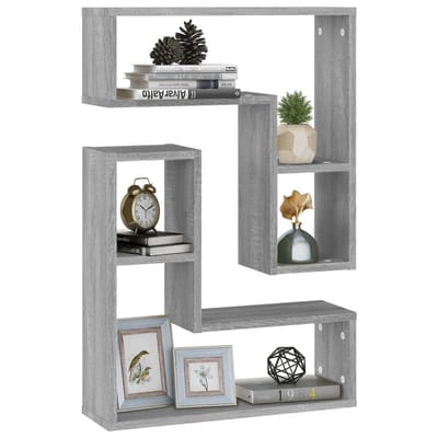 vidaXL - Wandschappen - 2 - st - 50x15x50 - cm - bewerkt - hout - grijs - sonoma - eiken