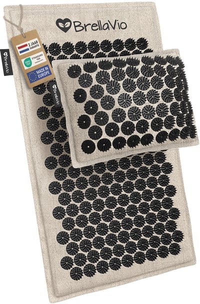 BrellaVio Spijkermat Set 2.0 - Eco/Zwart - Inclusief Spijkerkussen en Opbergtas - Acupressuur Mat - Shakti Massage