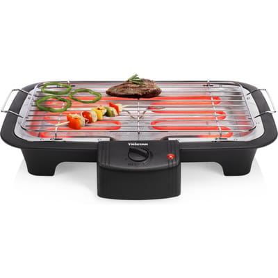Tristar BQ-2813 Elektrische BBQ – Rookarme Tafelbarbecue 2000W – Grillrooster 38x22 cm – Zwart - Perfect voor Balkon of Camping