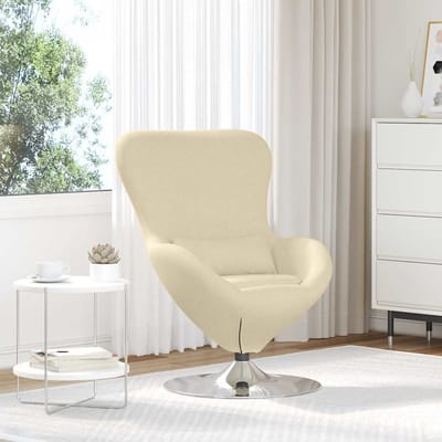 vidaXL - Eivormige - stoel - Crème - 63 - x - 73 - x - 90 - cm - Stof