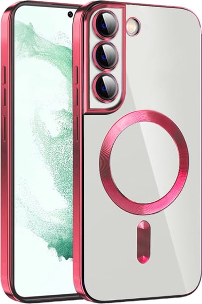 Hoesje geschikt voor Samsung Galaxy S22 Plus - Techsuit Luxury Crystal Back Cover - Geschikt voor MagSafe - Transparant/Rood