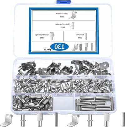 Set van 130 metalen plankdragers, 5mm en 6mm, voor kasten en boekenplanken, 4 stijlen, stevige bevestigingselementen voor optimale ondersteuning