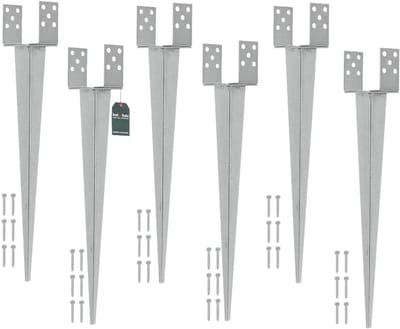 KOTARBAU® 6 Stuks Grondanker, Paalhouder, 0-160 mm, Verzinkt Staal, 70 cm, Zilver, Verstelbare Paalhouder, Paalvoet, Paalsteun, Paalanker, voor Tuinconstructies