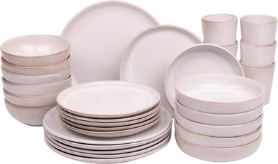 Kade 171 Lissabon serviesset 30-delig 6 personen - Portugees stoneware wit bruine spikkel