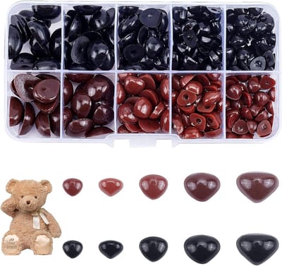300 Stuks Veiligheidsneuzen in 5 Maten, Plastic Driehoekige Neuzen voor Knuffels, Amigurumi en Creatief Handwerk