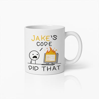 Jake's Code Did That Mok 330ml – Grappige Programmeer Koffiebeker voor Developers & Coders – Geeky Kantoor Cadeau