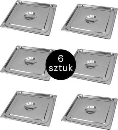 MEGA-M Gastronorm Deksel - GN 2/3 Set van 6 stuks - 353x325 mm - Roestvrij Staal