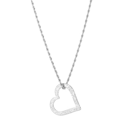 Bijoutheek Collier Gedraaid Hart Gehamerd Zilver