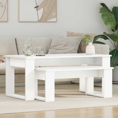 vidaXL - Koffietafel - Set - 2 - st - Wit - 100 - x - 50 - x - 42 - cm - Bewerkt - hout