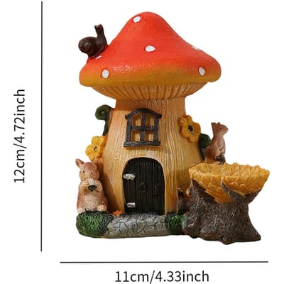 Hars paddenstoel huis met schattige eekhoorn fee tuin beeldjes Schattige ring sieradenhouder Huis bureau decoratie Cadeau Dier ambacht brown
