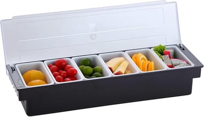 Toppings Station voor Pizza, Verwijderbare en Herbruikbare Ingrediënten Dispenser met 6 Compartimenten voor Thuis of Restaurantgebruik