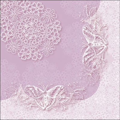 Napkin 33 Butterfly Lace Lilac FSC Mix servetten