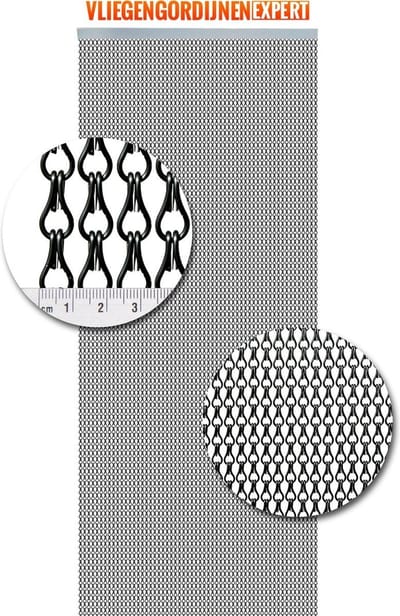 Vliegengordijnenexpert - Vliegengordijn -aluminium ketting zwart 100 x240 cm