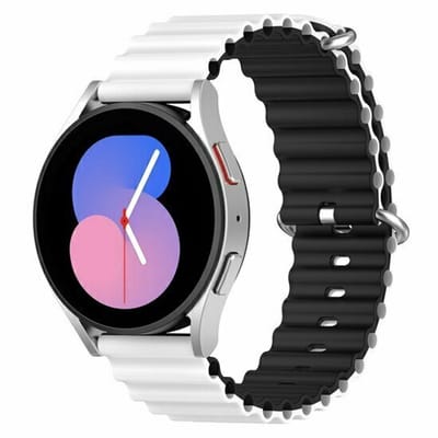 By Qubix - Ocean Style siliconen bandje - Wit / zwart - geschikt voor Huawei Watch GT 6 / GT 7 / GT 6 pro / GT 7 pro - 46mm