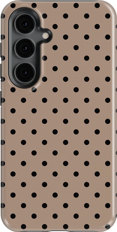Polka Dots Hoesje Samsung Galaxy S24 | Geschikt Voor Mag | Stippen Design Backcover Samsung Galaxy S24 Cacoa Noir