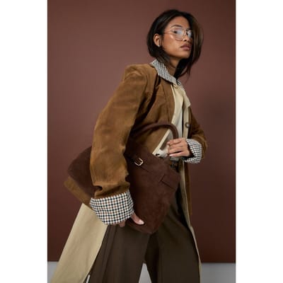 boohoo Dames Oversized blazer met vintage look in nep suede | Tan | Maat: 36