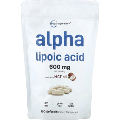 Micro Ingredients, Alfa-liponzuur, 300 Zachte Capsules (200mg per softgel)