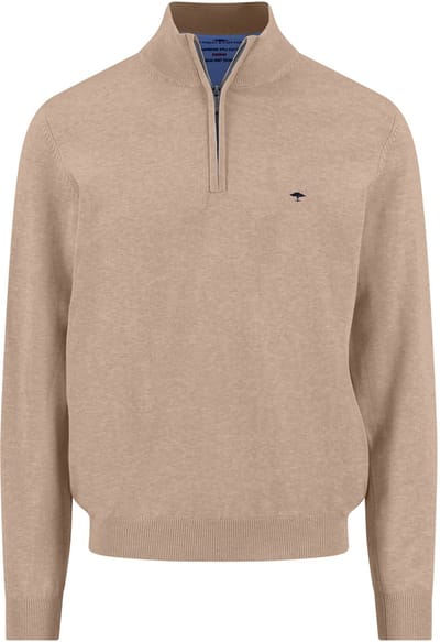 Fynch Hatton - Half zip trui - Heren - L - Taupe - Katoen - 1613-215