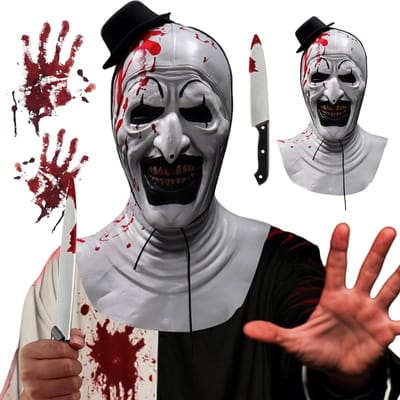 Engelachtig Halloween masker, latex horror masker, griezelige terrifier masker, full head masker voor carnaval en cosplay, angstaanjagende filmaccessoires voor feesten