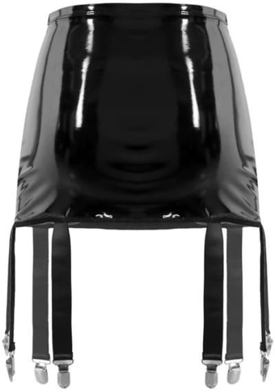 BamBella® - Datex mini Rok - Maat S/M - voor Jarratel kousen Zwart Rollenspel sm dames sexy Glans kleding mix van Latex en stof