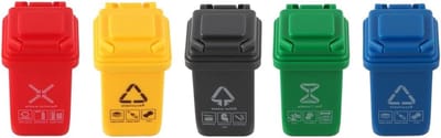 Allecto plus - Mini Prullenbak op Wielen voor Classificatie Dozen - Set van 5 Stuks