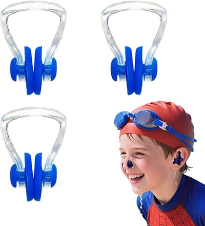 3-stuks Neusclip voor zwemmen - Waterdichte siliconen neusplug - Neusplug - Neusclip - Zwemuitrusting - Anti-verstikkingsbeveiliging - Met opbergdoos - 3,6*2,8*2 cm - Geschikt voor kinderen, tieners, volwassen zwemmers, enz. - Blauw