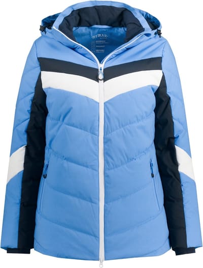Ulla Popken - Dames - ski-jas waterdicht sneeuwvanger 2-wegzipper - Pastel petrol - Maat 42+