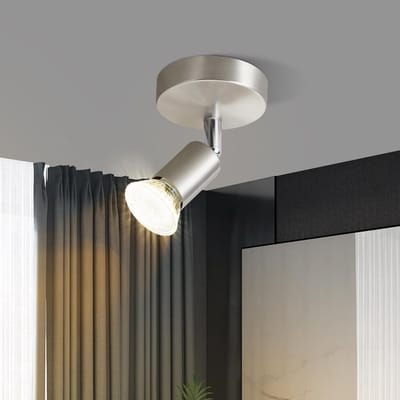 Glitzerlife - Plafondspot Plafondlamp - Draaibare Opbouwspot - 1xGU10 fitting - 330° Rotatie 90° Kantelbaar - Metaal Chroom - Ø8cm - Zilver