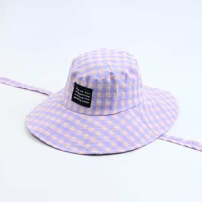 Petit Chapeau de Pêcheur à Carreaux Frais à Large Bord Montrant le Visage pour Femmes en Été Chapeau de Soleil de Voyage Chapeau à Protection Solaire Totale gray