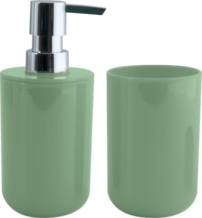 MSV Zeeppompje en drink/tandenborstel beker - badkamer set Porto - kunststof - groen