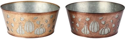 Dekoratief | Bloempot 'Mushrooms', bruin, metaal, 27x27x12cm, set van 2 stuks | A255578