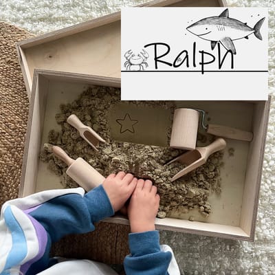 Houten speelbak haai/krab - Sensorisch speelgoed - Kinetic zand - Speelzand - Duurzaam - Speelbak Laag 48,1x30,1x7cm