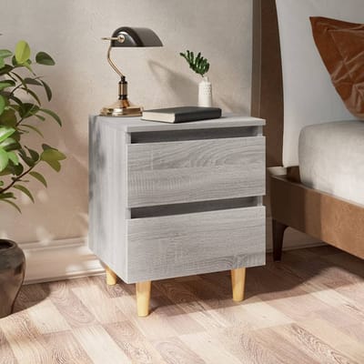 vidaXL - Nachtkastje - met - houten - poten - 40x35x50 - cm - grijs - sonoma - eiken