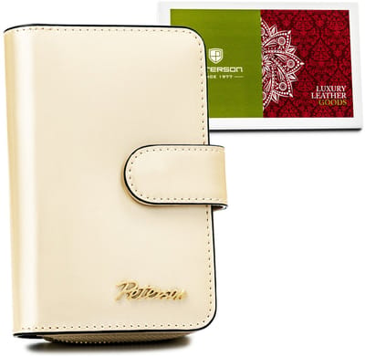 Peterson - Compact Damesportefeuille - Beige - Rits en Drukknoopsluiting - Antidiefstal Technologie