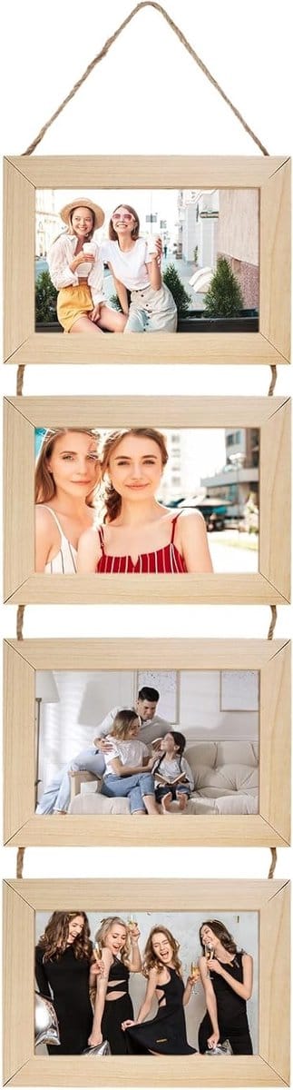 Foto Collage Lijsten voor 4 Foto's, Staande en Hangende Wanddecoratie, Multifunctioneel Meerkamer Fotolijstje 10 x 15 cm